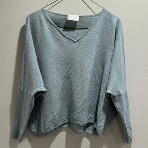 Poles Maison Montagut Knit crop extra fine merino wool sweater mint teal Small